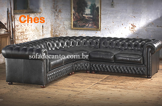 sofá chesterfield em l em Couro Legítimo e envelhecido Sofá chesterfield - Classíco e Antitemporal