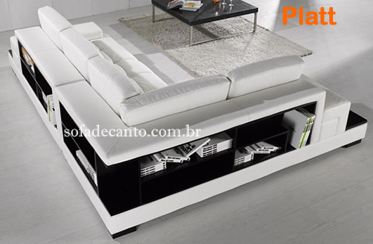 Sofá com prateleira e nicho atrás Sofá com prateleira - Belo e muito aproveitado